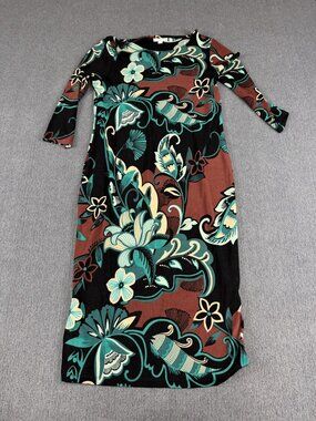 Chico's Floral Print Maxi Dress 3/4 Sleeve Multicolor Size 1 US M